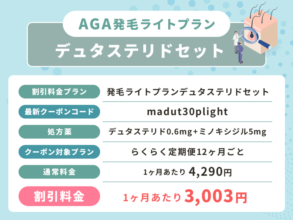 DMMの発毛ライトプランデュタステリドセット対象の最新クーポン