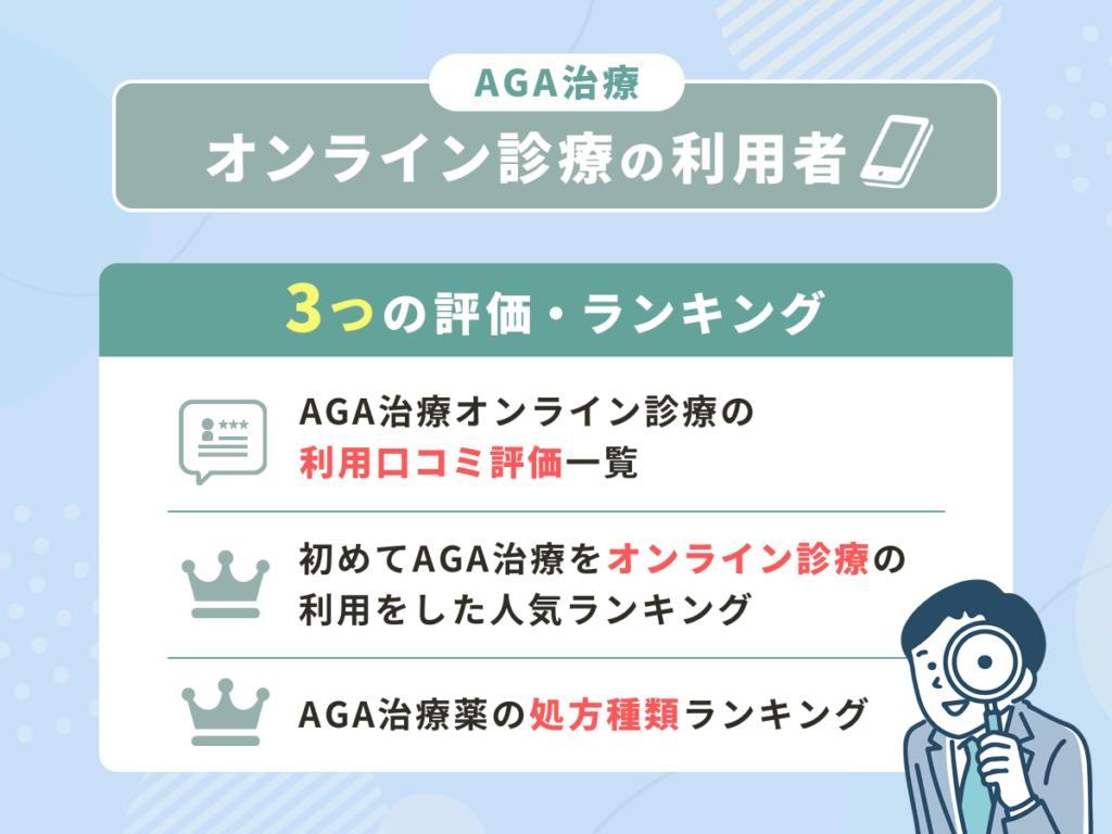 AGA治療オンライン診療の利用者ランキング比較一覧