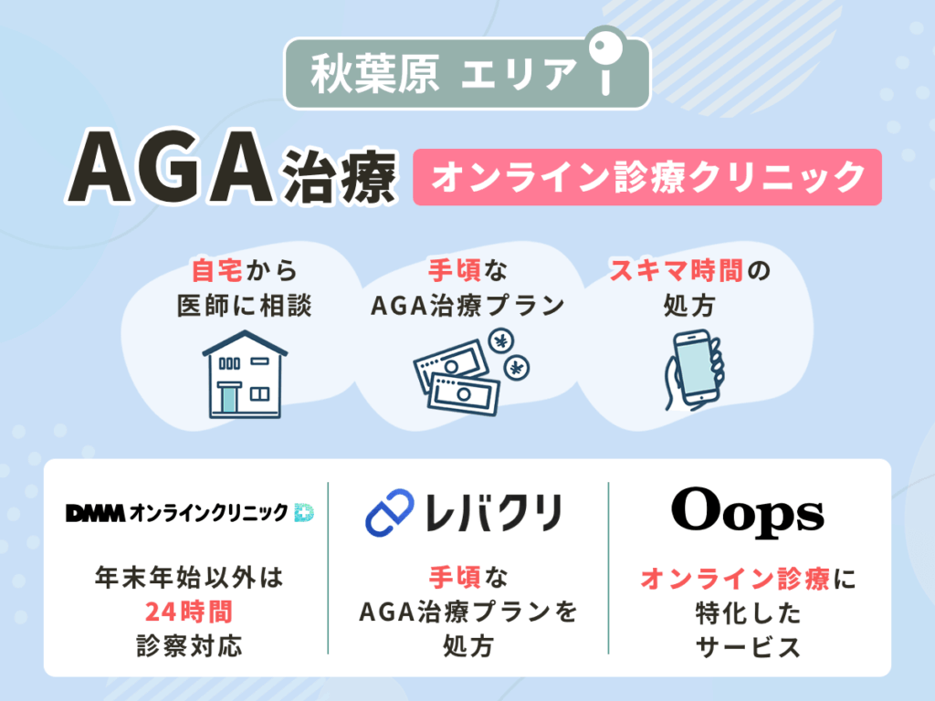 秋葉原エリアでAGA治療をするなら対面・オンライン診療で比較しよう!